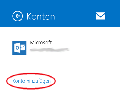 MailApp von Windows 8 - Konto hinzufügen