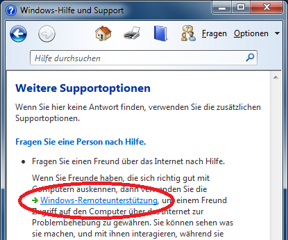 Bild der Windows-Remoteunterstützung