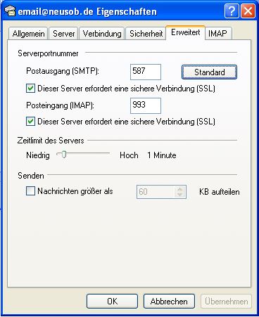 Outlook Express IMAP SSL und Ports