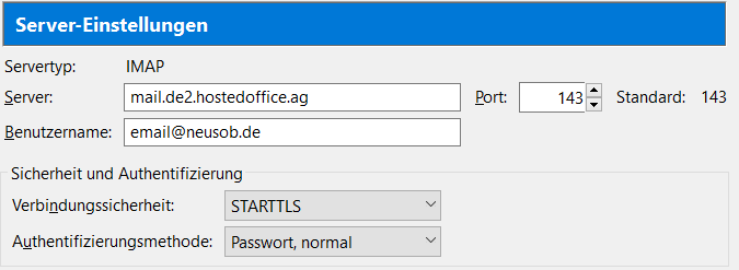 Thunderbird IMAP Einstellungen 