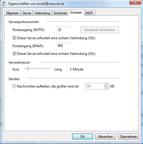 Windows Mail - Ports und SSL